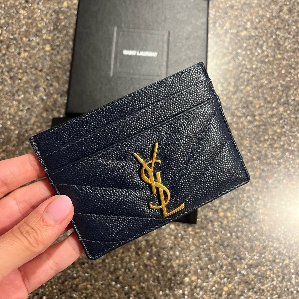 Saint Laurent Navy Blue Card Holder - Picture 2 of 6